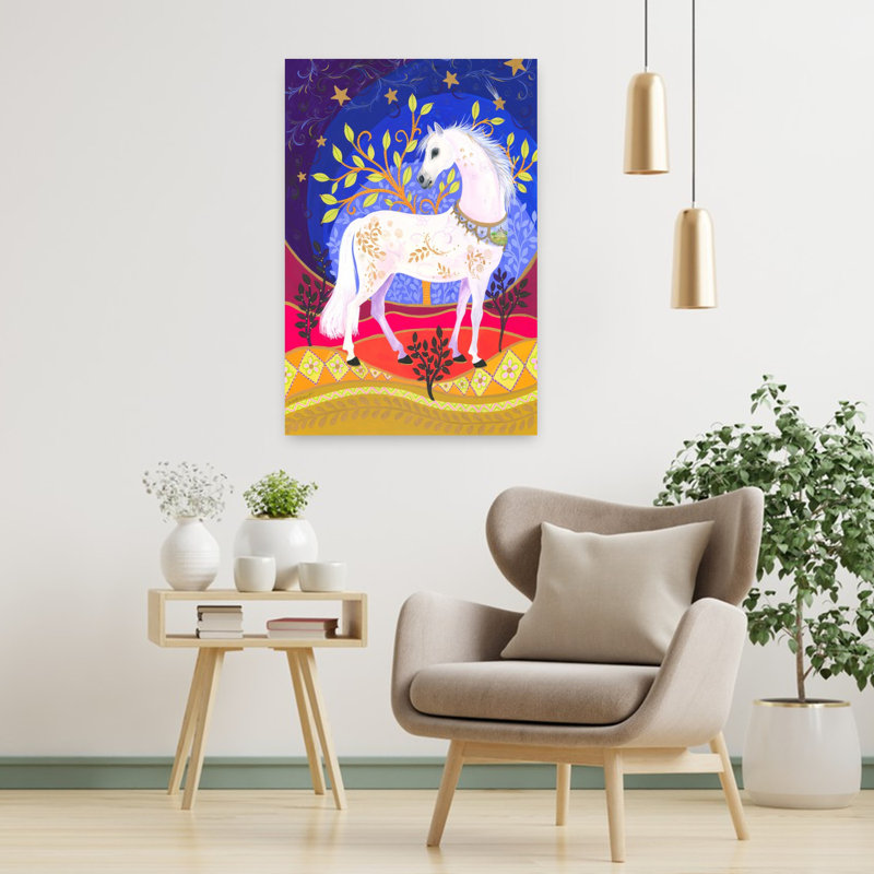 Art mural cheval majestueux abstrait contemporain, H 36 po x l 24 po
