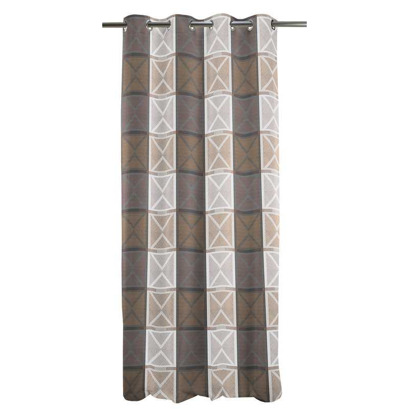 Loft Style Room Darkening Single Curtain Panel, Brown/White