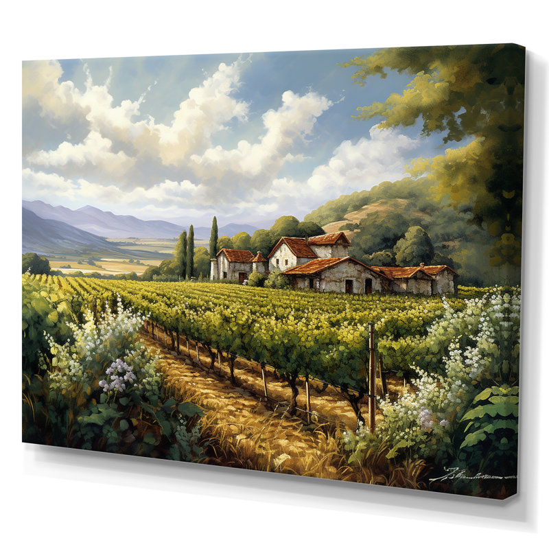 Vineyard Charm Landscape I - Vineyard Wall Art, H 30 po x l 40 po x P 1,5 po, Toile tendue