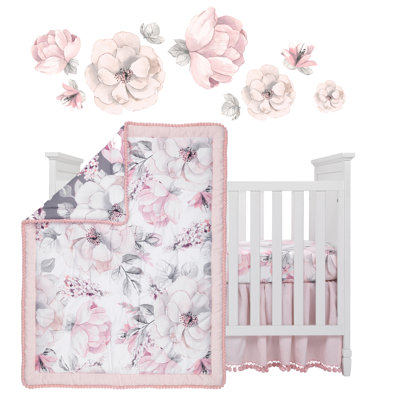 Signature Botanical Baby Watercolor Floral 4-Piece Crib Bedding Set