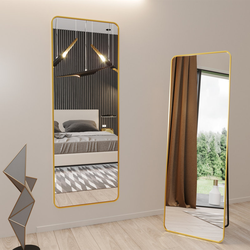 Miroir rectangulaire incassable en aluminium pleine longueur - Basics by Wayfair ™, Doré, 65 po x 22 po