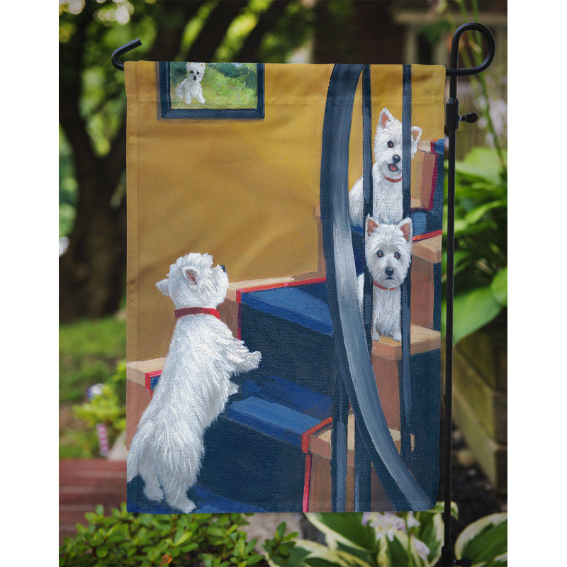Drapeau de jardin en polyester à 2 côtés Graziello Bichon Frise Do It Better 1 x 0,11 pi, Westie qui monte