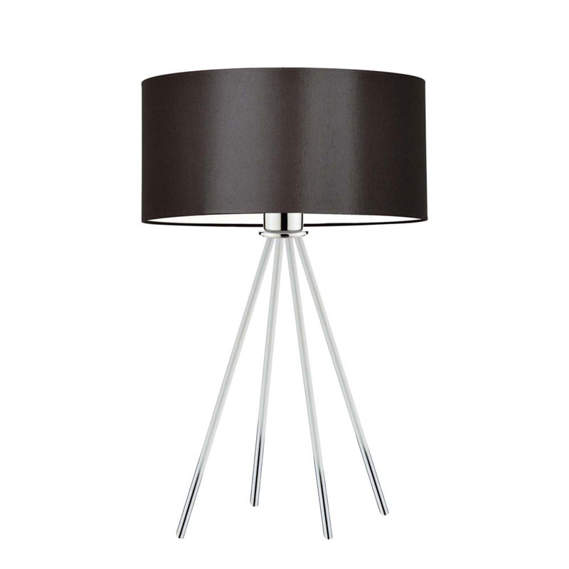 Arneshia Metal Table Lamp, Chrome, Brown