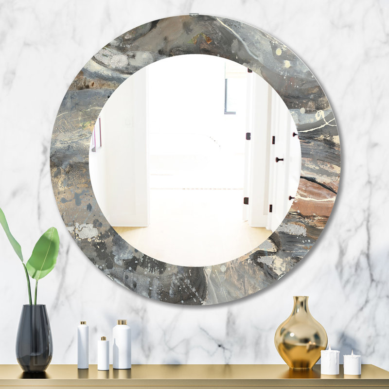 Miroir d'appoint Fire and Ice Minerals VI, H 23,6 po x l 23,6 po, Abstrait