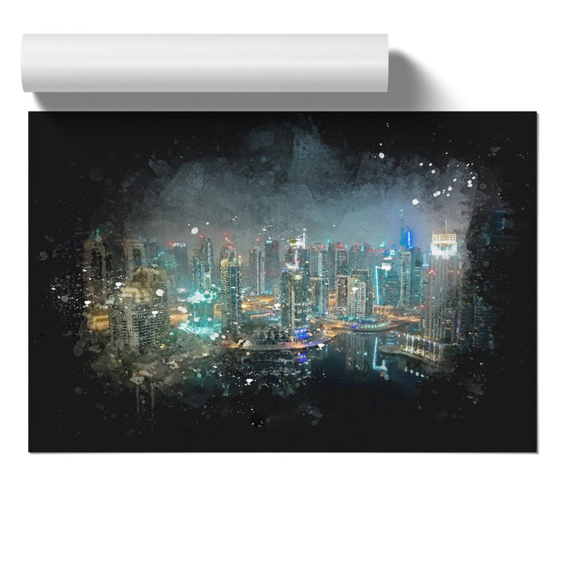 Dubai Skyline Vol.3 Paint Splash - No Frame Print, 59cm H x 84cm W x 0.1cm D