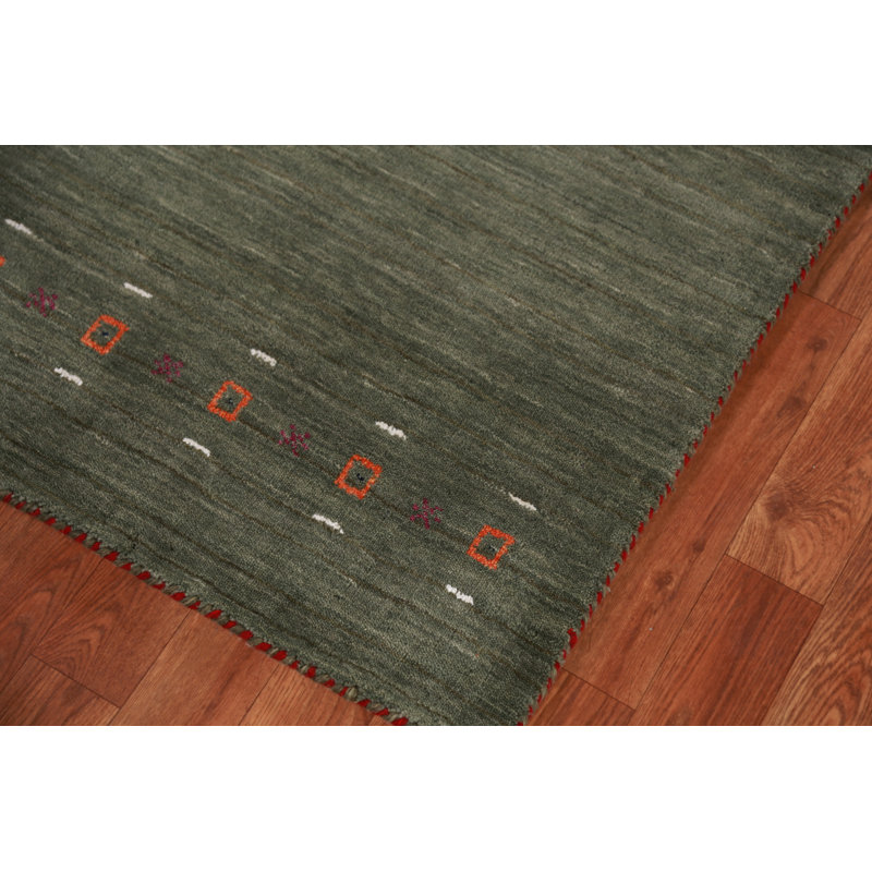 Green Tribal Gabbeh Indian Runner Rug