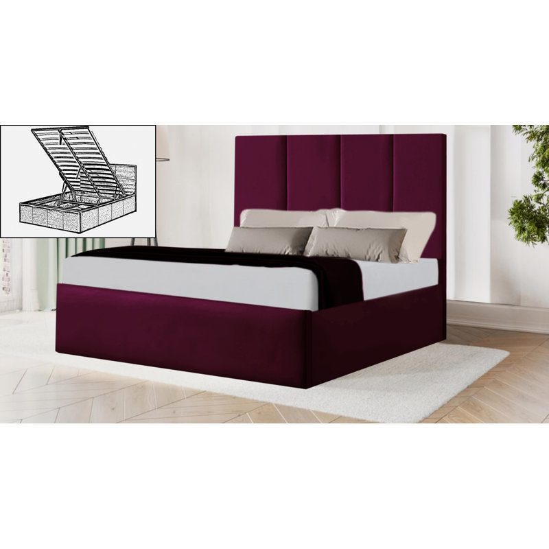 Collete Upholstered Ottoman Storage Bed, Burgundy, Double (4'6)
