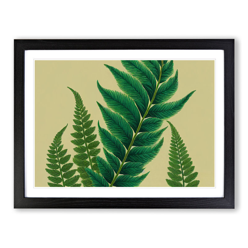 XH1022-6884X Perfect Fern Leaf - Single Picture Frame Print, Black, 25cm H x 34cm W x 2cm D