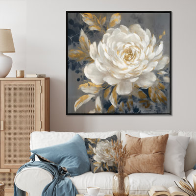 Émotion de pivoines dorées blanches II - pivoines, art mural