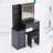 37" Middle Size Left Bedside Cabinet Vanity Table + Cushioned Stool, Large Sliding, Touch Control, Tri-Color Switching, Brightness Adjust LED Mirror, High Capacity Storage, Suitable For Middle Space-1111040077