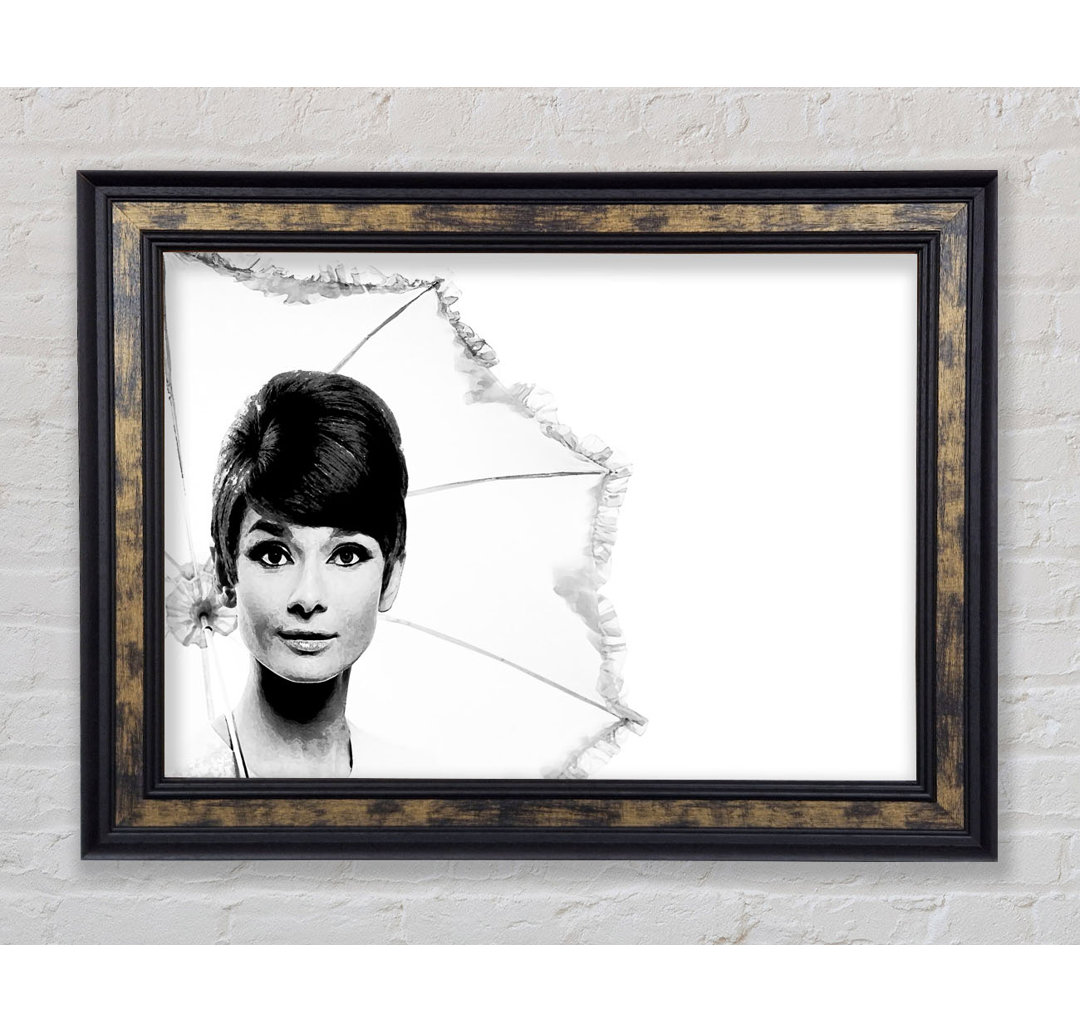 Audrey Hepburn Umbrella - Bilderrahmen Kunstdrucke