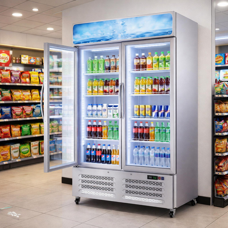 Réfrigérateurs commerciaux, refroidisseur de boissons de 26,8 pieds cubes, porte vitrée, refroidisseur de boissons à tablettes réglables à DEL pour restaurant, épicerie, maison