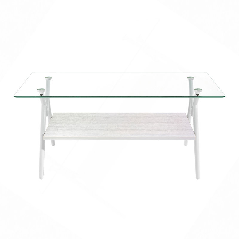 Rectangle Coffee Table, Modern Table, Clear, White