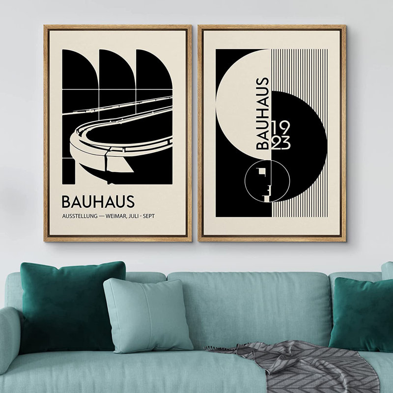 Art classique, blocs de couleurs, impression sur toile, ensemble d'art mural Bauhaus, H 24 po x l 32 po x P 1,5 po, Brun