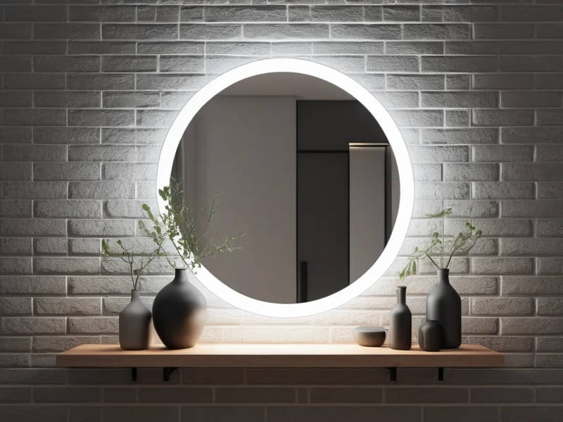 Arched LED Metal Floor Mirror