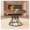 Table de salle à manger ronde 47,3 po pour 4-6, plateau industriel moderne en bois aggloméré grain de bois avec base en sablier noir