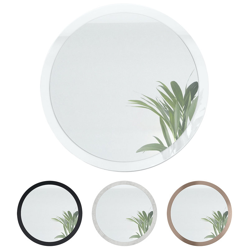 Colwich Engineered Wood Flat Wall Mirror, High-gloss White, 80cm H x 80cm W