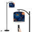 Lampe sur pied arc avec télécommande luxueuse pivoines bleu marine, applique murale or blanc, lampe haute à intensité variable 3 couleurs avec interrupteur au pied pour coin lecture