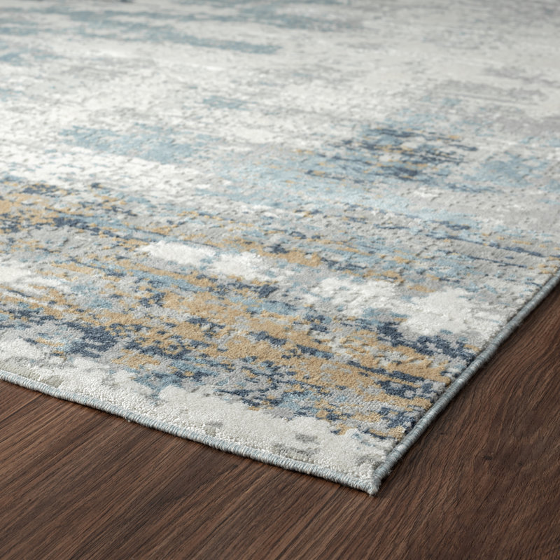 C Abstract Area Rug in Grey, Runner 2'6" x 10'