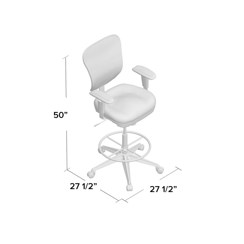 ErgoFlex Black Mesh Drafting Chair with Adjustable Arms & Chrome Footring
