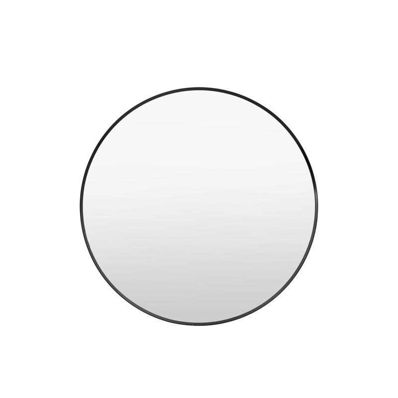 Anna Metal Framed Round Mirror, 80cm x 80cm, Black