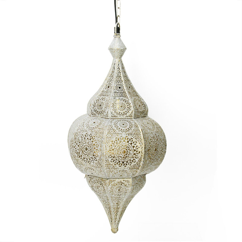 Plafonnier suspendu de style marocain 18 po, Or/blanc vieilli