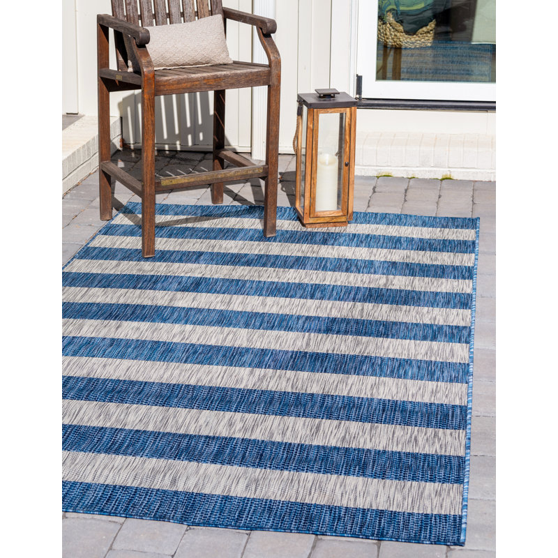 Simoes Striped Indoor / Outdoor Rug, Rectangle 4'1" x 6'1"