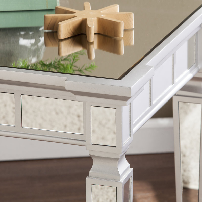 Table de bout carrée en miroir - Finition argentée mate | Idée de cadeau