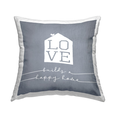 Love Builds Happy Home Rustic Bird Perched Printed Throw Pillow Design By Daphne Polselli