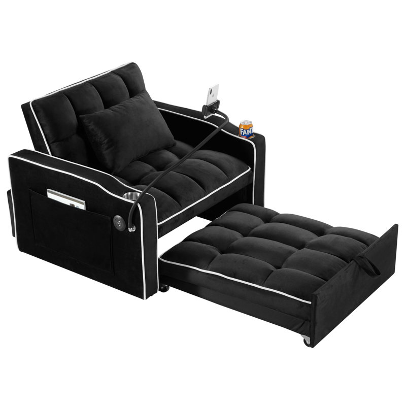 Canapé-lit 3-en-1, Noir