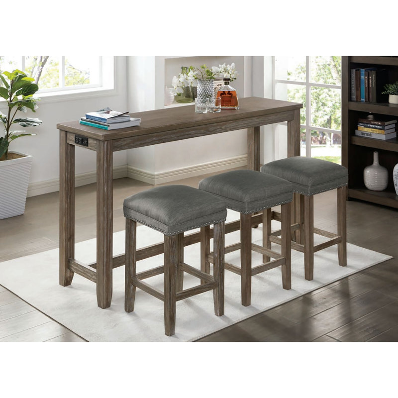 Duncamn 3 - Person Trestle Dining Set, Wire-Brushed Grey, Wire-Brushed Grey