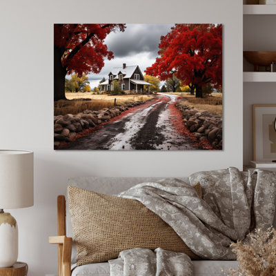 «Red Farmhouse Rustic Elegance III», reproduction d'art mural en métal