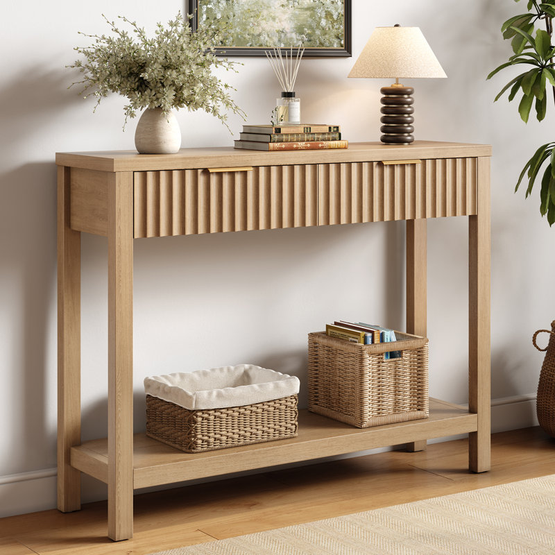 33.46''Console Table With 2 Drawers And Open Storage Shelf,Hallway & Foyer,Farmhouse Accent