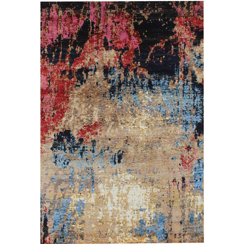 Geometric Hand Knotted 123cm X 182cm Area Rug