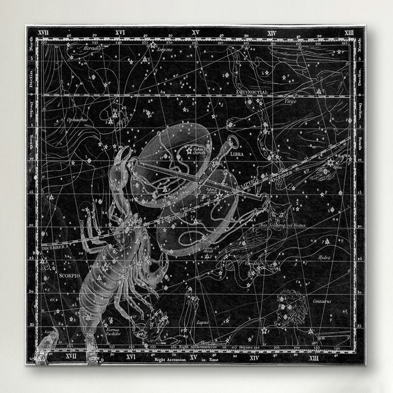 "Cartes et graphiques", "Atlas céleste - planche 19 (Balance, Scorpion)" par Alexander Jamieson, impression sur toile