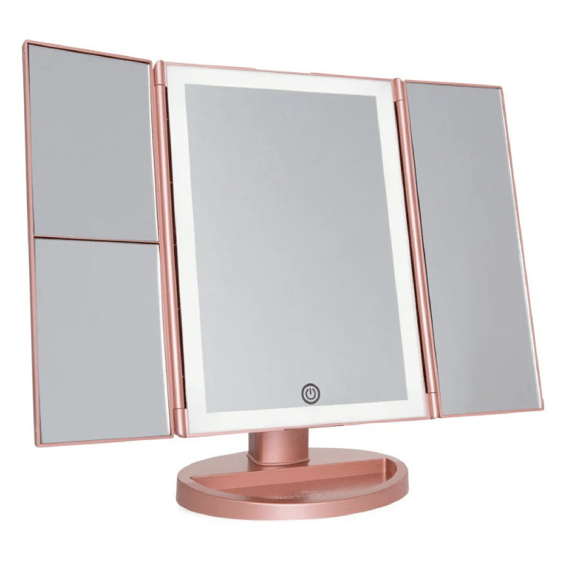 Miroir de maquillage lumineux à DEL Deylani, Or rose