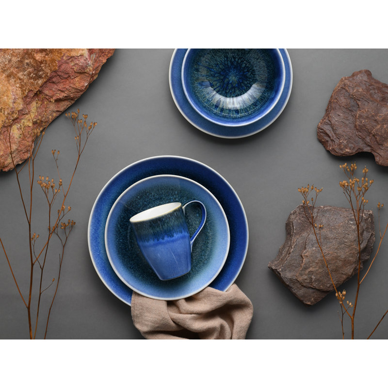 Creatable 25864, Caldera Sand collection, 8 piece dinnerware set, Blue