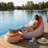 Accent Chair, Inflatable Lounge With Foot Stool PVC Flocking Water Proof Folding Blow Up Couch Inflatable Sofa Chair For Home Camping Orange-883459443