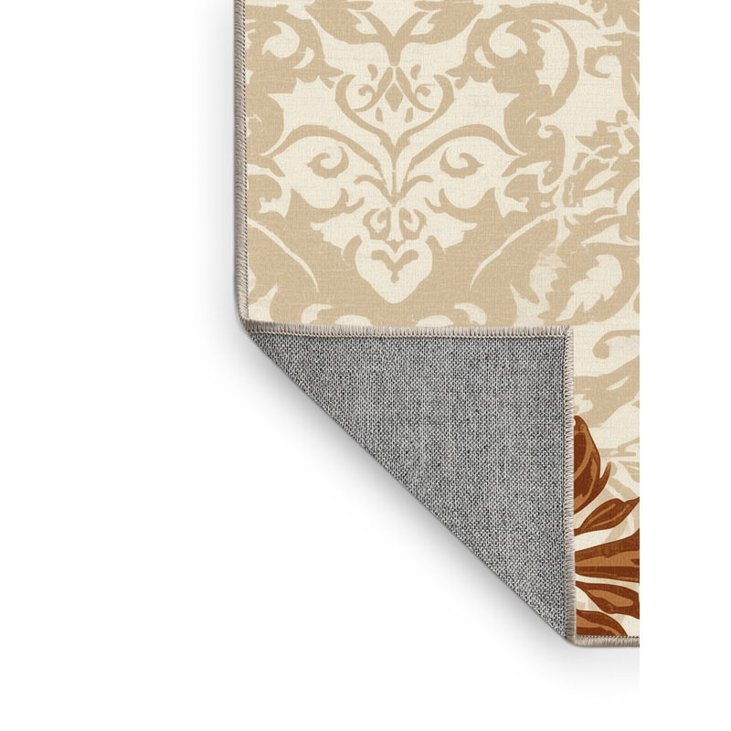 Tapis damassé classique beige lavable à la machine Parkwoods, 8x12
