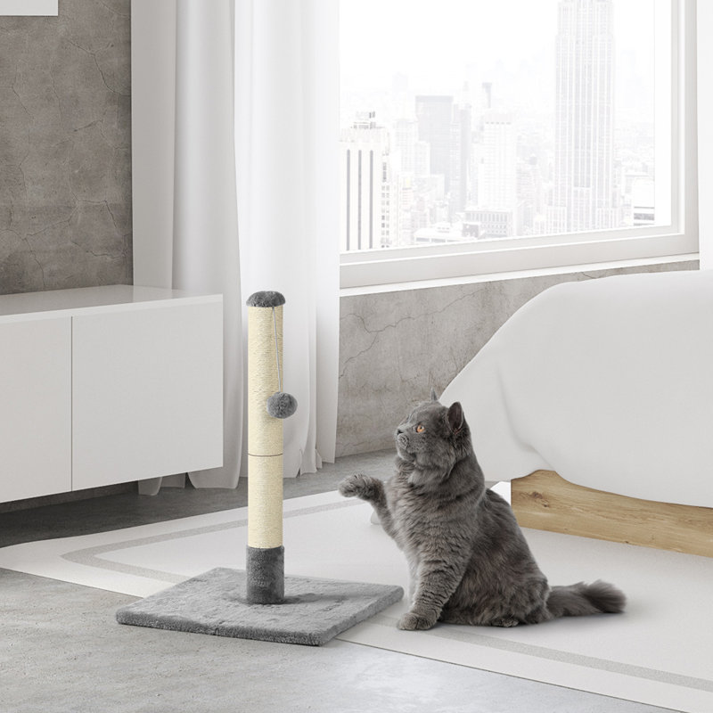 Alena Scratching Post, Light Grey, 23.6" H x 16.1" W x 16.1" D