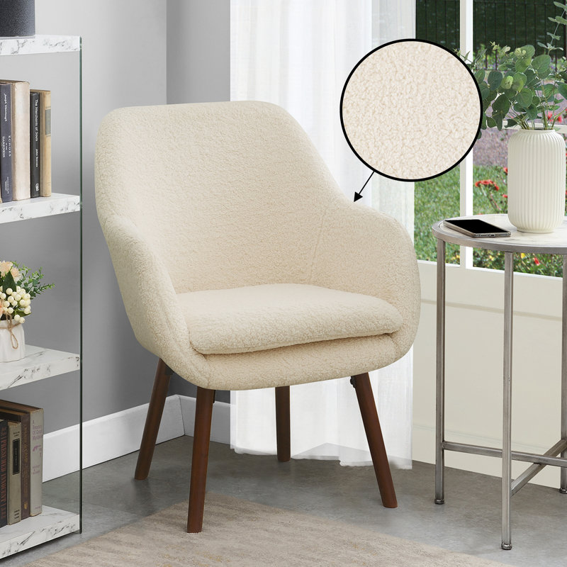 Fauteuil d'appoint en sherpa Bonnielou de 25,25 po de largeur avec pieds en bois massif