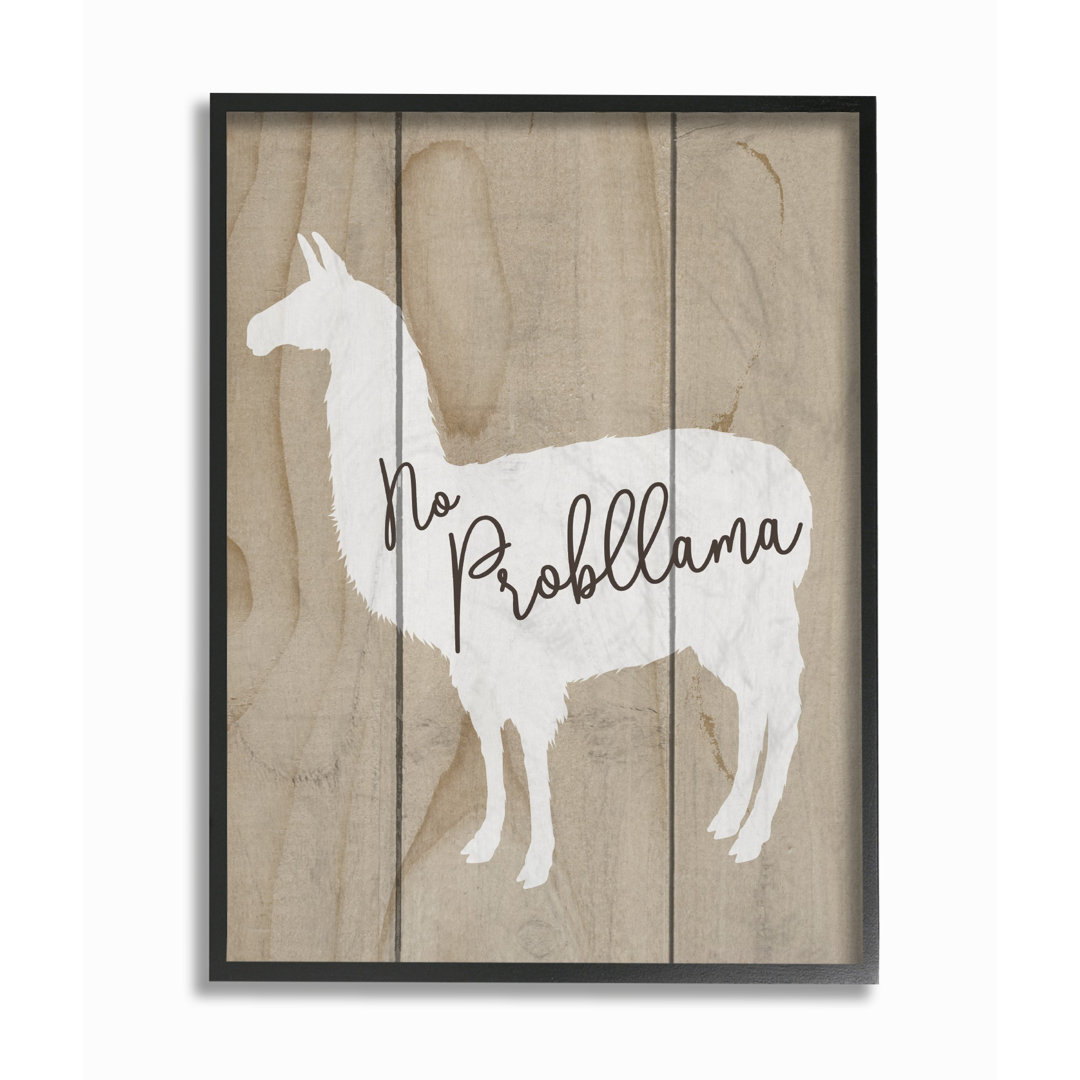 No Probllama Llama Planked by Daphne Polselli - 3 Piece Graphic Art Print on Wood Set Wrought Studio™ 
