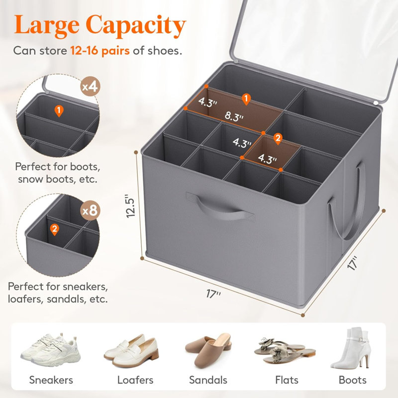 16 Pair Stackable Shoe Storage Box