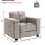 Fauteuil rembourré confortable avec accoudoirs larges, tissu chenille, housses lavables, siège de 7 pouces, moderne de style Mid-Century pour la chambre à coucher, revêtement de chaise de lecture de salon, coussin de siège, base stable-191801494