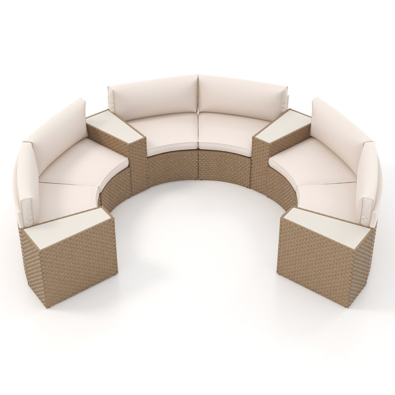 Ensemble de conversation pour 6 personnes avec coussins, Structure beige / coussin beige