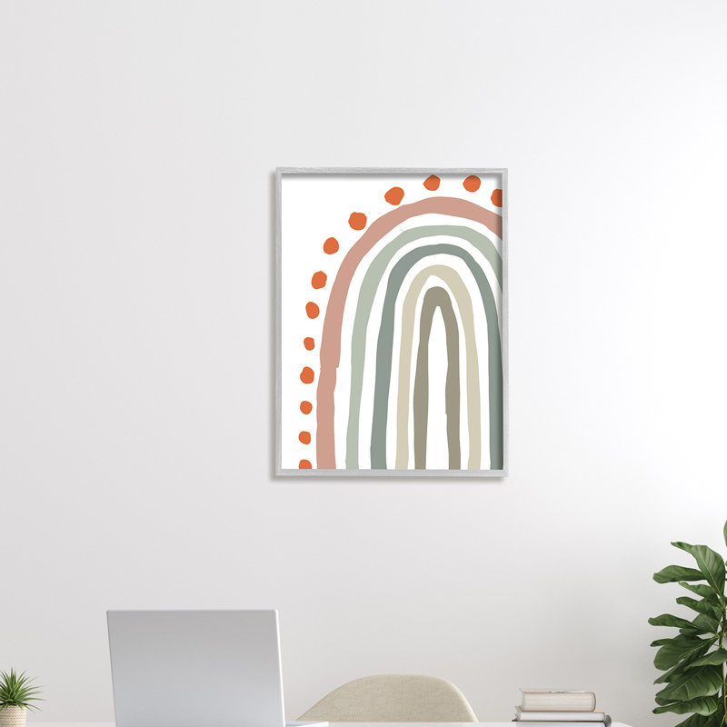 Arc-en-ciel avec pois rouges par Elizabeth Medley - Peinture, H 20 po x l 16 po, Estampe numérique Farmhouse