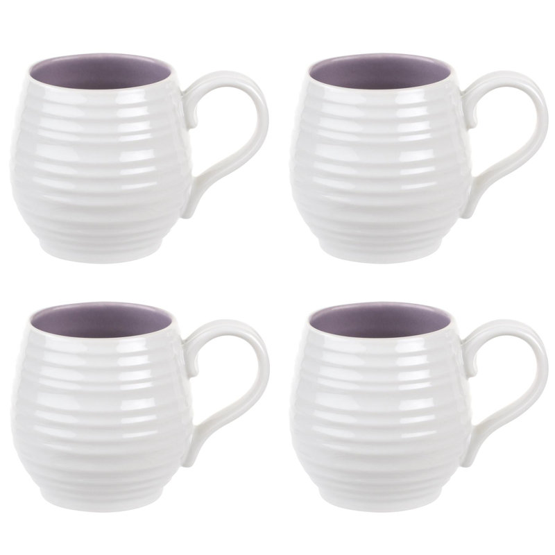 Sophie Conran, White - Barrel Mugs, White/Purple