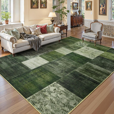 Vintage Patchwork Geometric Low Pile Area Rug