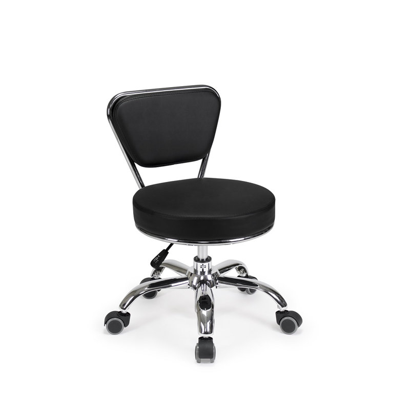 Dayton Backed Adjustable Height Ergonomic Lab Stool with Wheels, Black