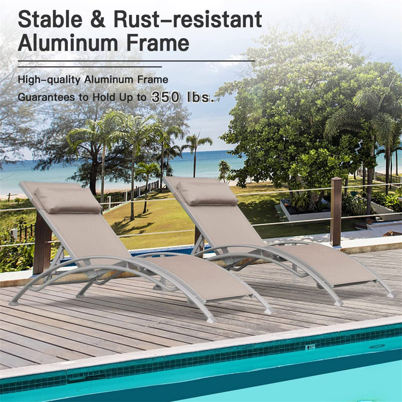 Chaise longue d'extérieur inclinable avec dossier réglable Ullanda, Kaki